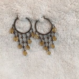 Sterling hoops with citrine & freshwater pearls